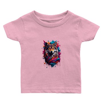 Discover Colorful Wolf Face Baby T-shirts