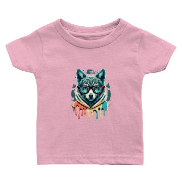 Discover Hipster Wolf Drip Baby T-shirts