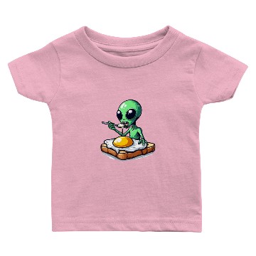 Discover Alien eats fried egg on toast Baby T-shirts