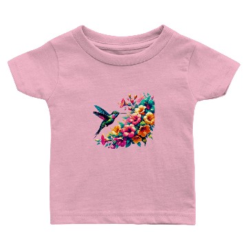 Discover Hummingbird and Hibiscus Blossom Art Baby T-shirts