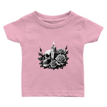 Discover Gothic Skull and Roses Graphic Art Baby T-shirts