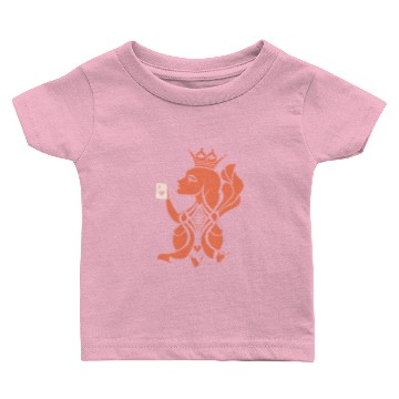 Discover Queen Hearts Playing Card Design 2 Color Vector Baby T-shirts