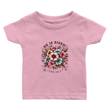 Discover He is Risen Floral Easter Christian Duo Baby T-shirts
