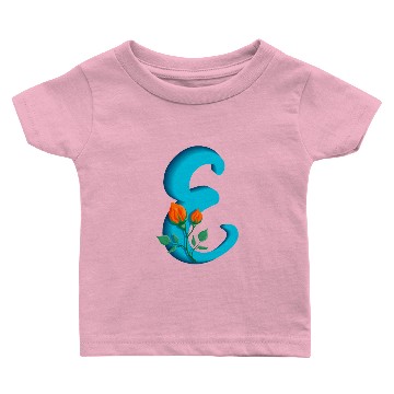 Discover Three dimensional capital letter E rose monogram Baby T-shirts