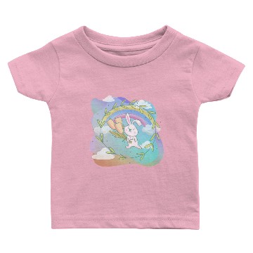 Discover Cute Funny Easter Egg Rabbit With Flower Frame Baby T-shirts
