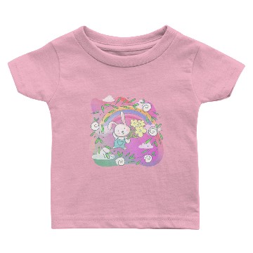 Discover Cute Funny Easter Egg Rabbit With Flower Frame Baby T-shirts