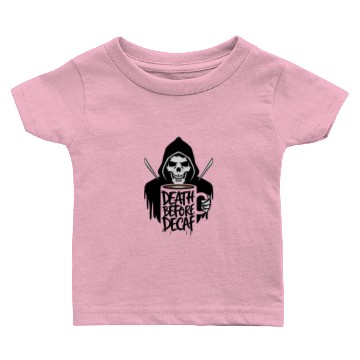 Discover Death Before Decaf Baby T-shirts