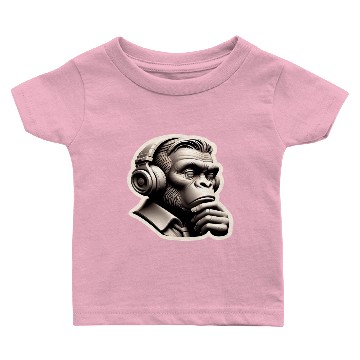 Discover Monkey Thinker Music Lover, Man Face Baby T-shirts