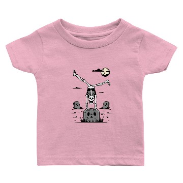 Discover Skeleton Gymnast Doing A Handstand On Gravestone Baby T-shirts