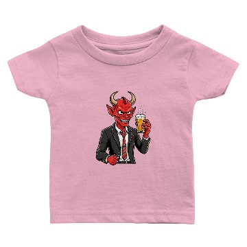 Discover Red devil drinking beer Baby T-shirts