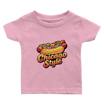 Discover Chicago Style Hot Dog Baby T-shirts