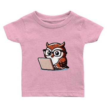 Discover Tech-Savvy Owl: Nighttime Nerd Baby T-shirts