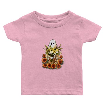 Discover Cottagecore Floral Ghost Vintage Pumpkin Fall Hall Baby T-shirts