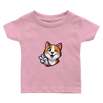 Discover Cheerful Cat Peace Cartoon Design 1 Baby T-shirts