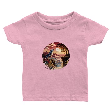 Discover Mystic Wolf Mountain Art Baby T-shirts