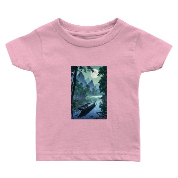 Discover Tranquil River: A Timeless Landscape poster Baby T-shirts