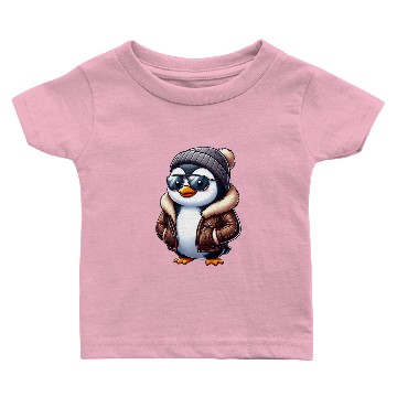 Discover Cool penguin with sunglasses hat leather jacket Baby T-shirts