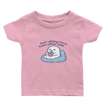 Discover Vibing Ghost with Bubble Tea Design Baby T-shirts