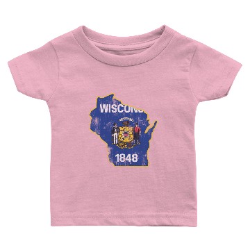 Discover Wisconsin State Flag Outline Baby T-shirts