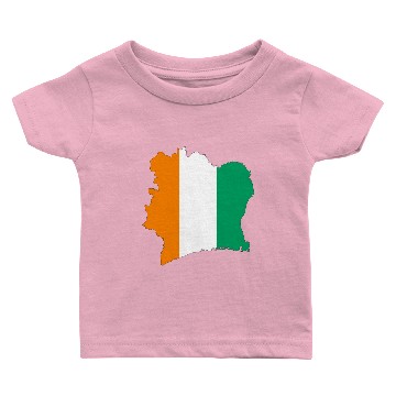 Discover Ivory Coast Flag Map With Stroke Baby T-shirts
