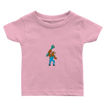 Discover Hawk Mechanic Standing Pipe Spanner Cartoon Baby T-shirts