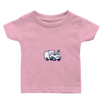 Discover Delivery Van Waving Cartoon Baby T-shirts