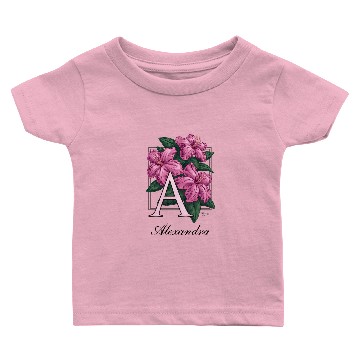 Discover A for Azalea Flower Monogram Baby T-shirts