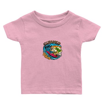 Discover Surfing Skeleton Summer Vibes Beach Waves Sunset S Baby T-shirts