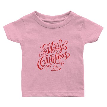 Discover Merry Christmas Red Fancy Cursive Typography Plus Size Baby T-shirts