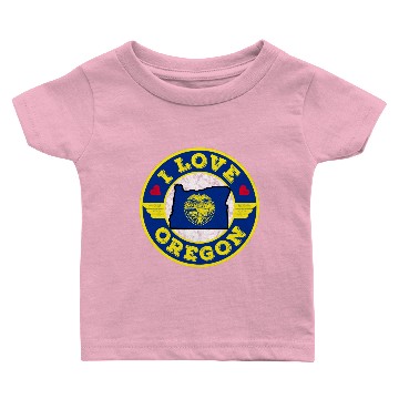 Discover I Love Oregon State Map and Flag Baby T-shirts