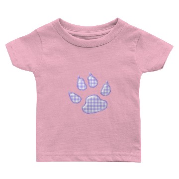 Discover gingham dog paw - purple Baby T-shirts