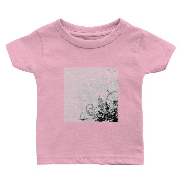 Discover Grunge Floral Design - Light Grey B&W Baby T-shirts
