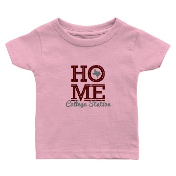 Discover HOME - Bold Letters & Texas Shape Aggie Maroon Baby T-shirts
