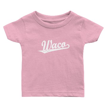 Discover Waco script logo in white Baby T-shirts