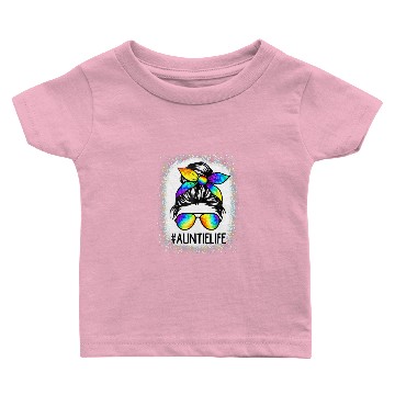 Discover Bleached Auntie Life Messy Hair Bun Tie Dye Mother Baby T-shirts