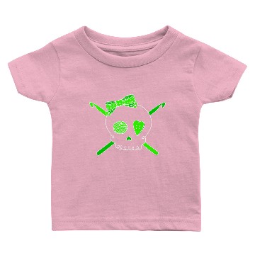 Discover Skull & Crochet Hooks (Lime Green - Dark Version) Baby T-shirts