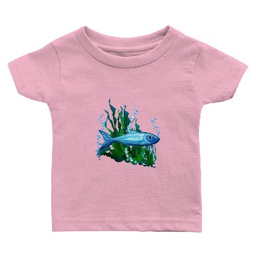 Discover Light Blue Fish Swimming in the Ocean Baby T-shirts