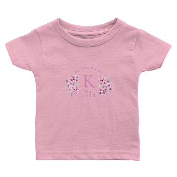Discover Blueberry Pink Blossoms Monogram Baby T-shirts