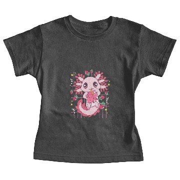 Discover Axolotls Animals Kawaii Axolotls Drinking Strawberry Milk Carton Axolotls LoverAxo Baby Tees
