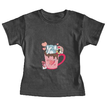 Discover Elephants Lover Happy Pink Valentines Day Elephant in the Coffee Cup Graphic Baby Tees