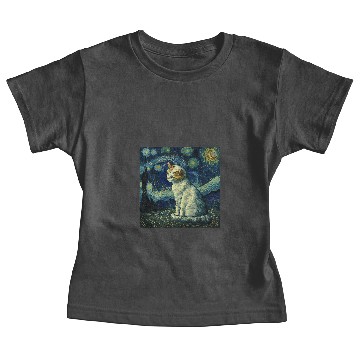 Discover Cat Paws Cool Starry Night Cat Moon Retro Van Gogh Cat Cat Mom Art1 Baby Tees