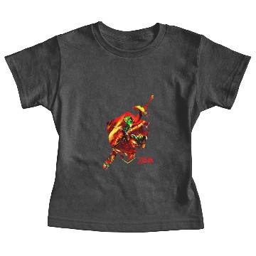 Discover Nintendo Zelda Link Sword Shield Fire Border Graphic Baby Tees