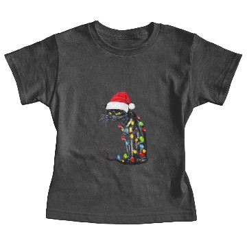 Discover Black Cat Christmas Lights Funny Cat Lover Baby Tees