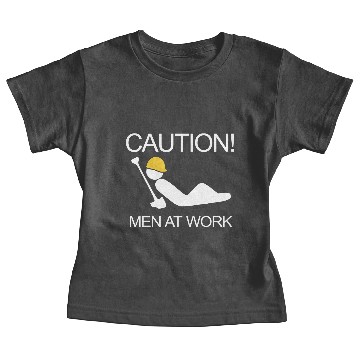 Discover Caution Men At Work Baby Tees