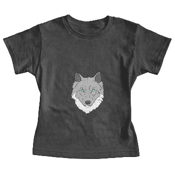 Discover Grey and white Wolf head with blue eyes hand drawn Baby Tees