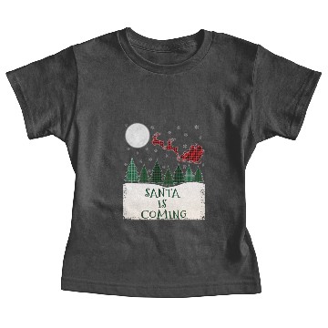 Discover Santa is Coming Tartan Present Christmas Tree Baby Tees