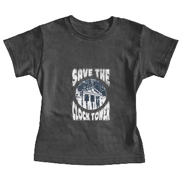 Discover Back to the Future Save Clocktower Charcoal Heather Baby Tees