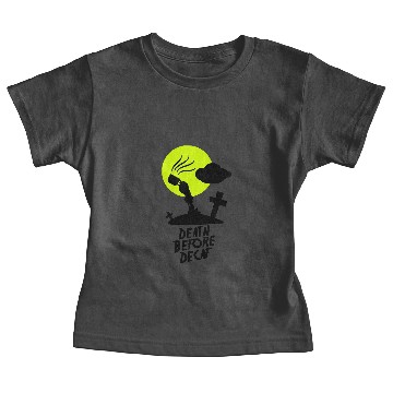 Discover Death Before Decaf Baby Tees