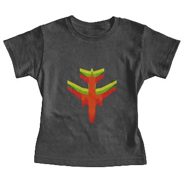 Discover Multi Colored Jet Airplane in Motion Baby Tees