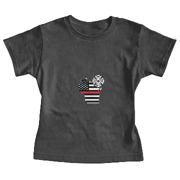 Discover Wisconsin Firefighter Shield Thin Red Line Flag Baby Tees